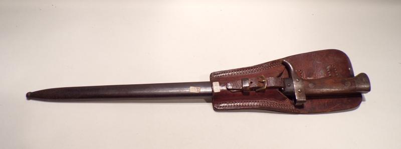 WW1 Era French M1892 Mk2 Mannlicher Berthier Bayonet & Frog.