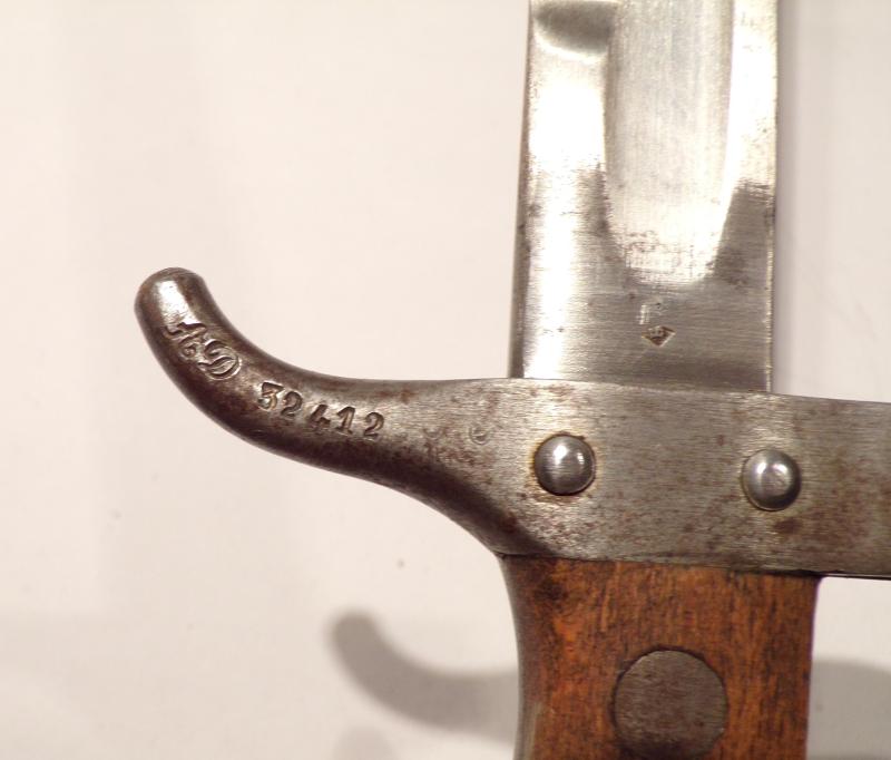 WW1 Era French M1892 Mk2 Mannlicher Berthier Bayonet & Frog.