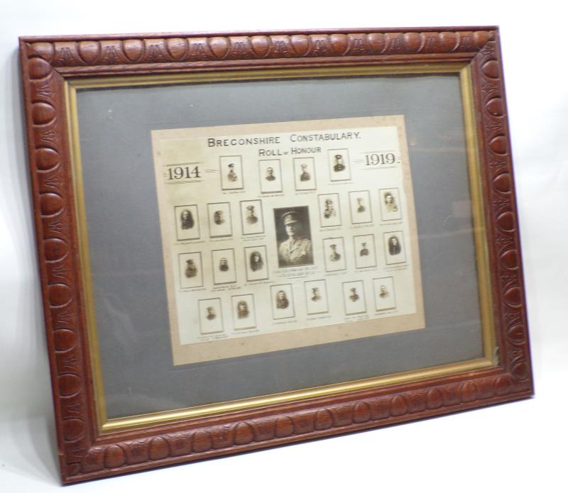 Framed WW1 Era Breconshire Constabulary Roll of Honour