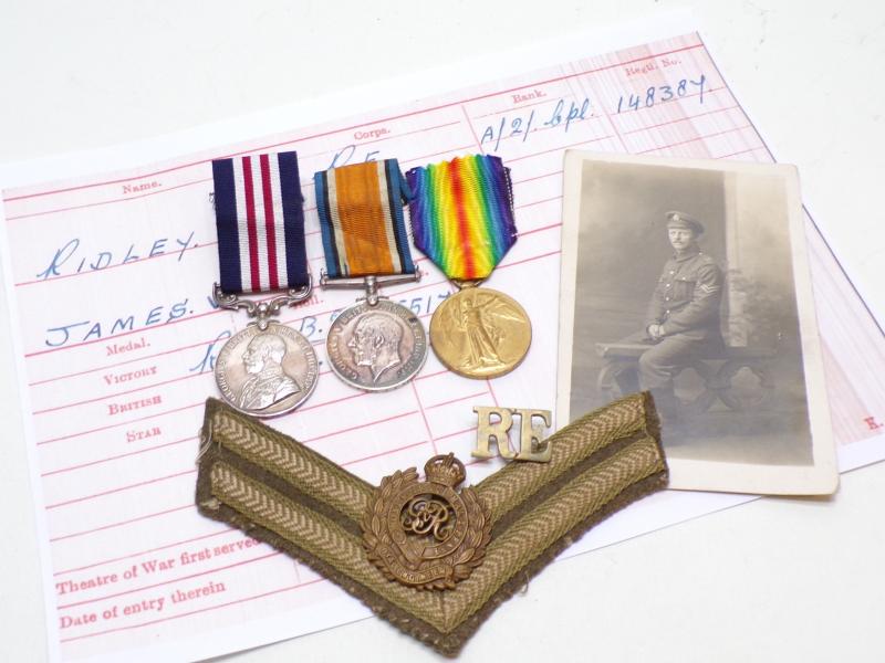 WW1 Military Medal Group to Ridley Royal Engineers Durham.