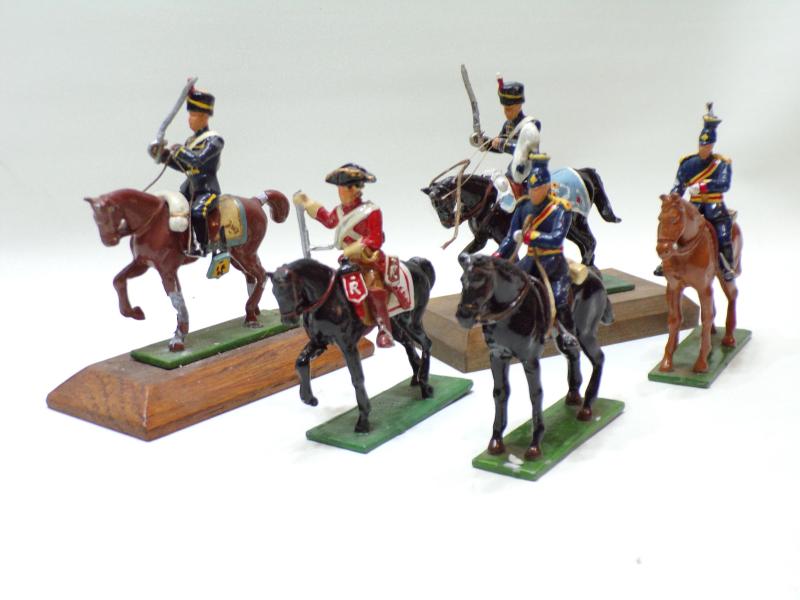 Five Vintage Hand Painted Lead Mounted Figures