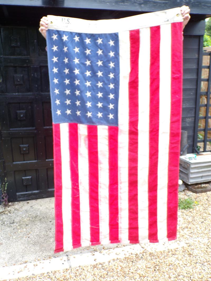 WW2 Era 1942 Dated United States 48 Stars and Stripes Linen Flag