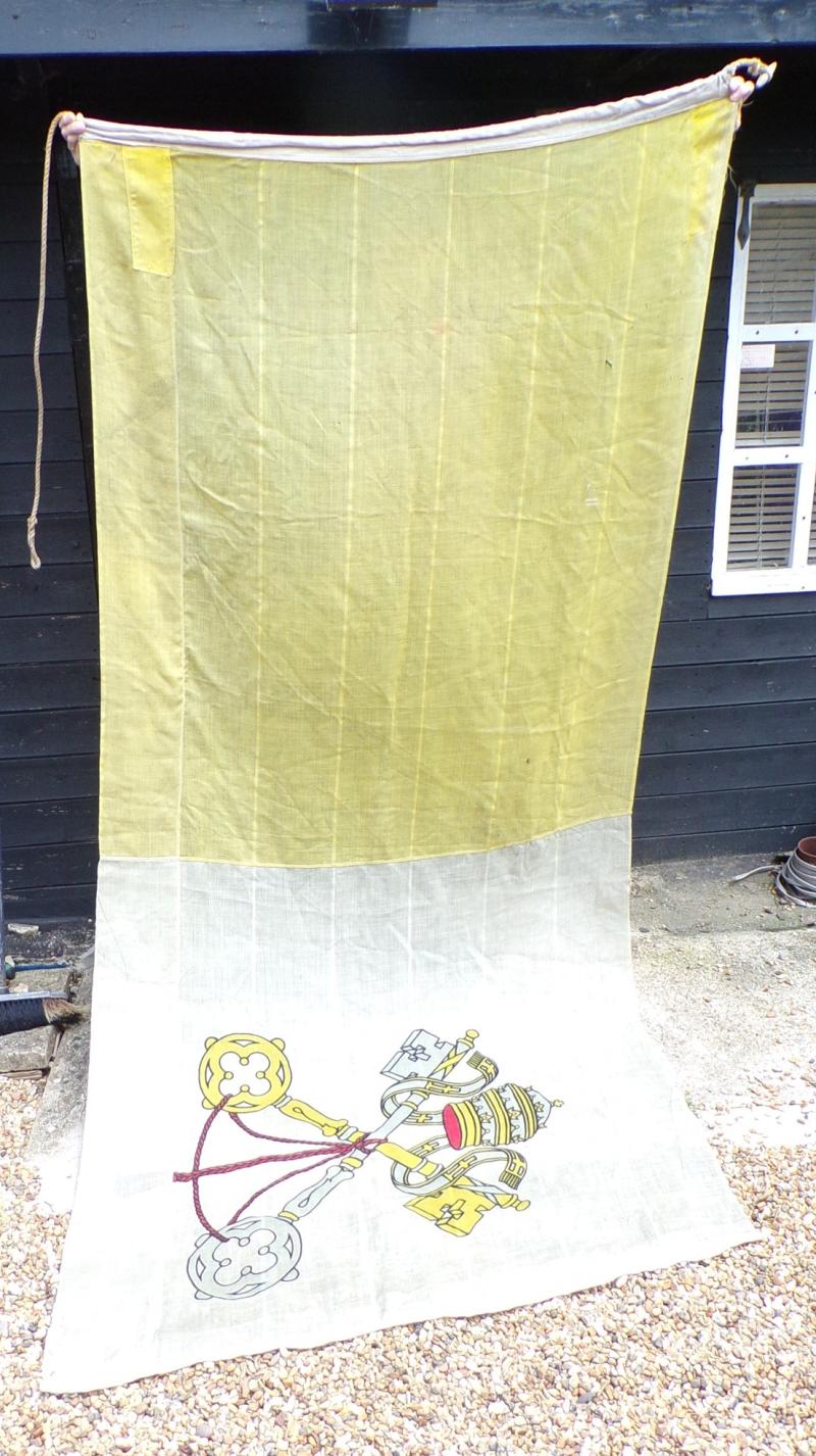 Scarce Vintage Large Sewn Linen Vatican City Flag