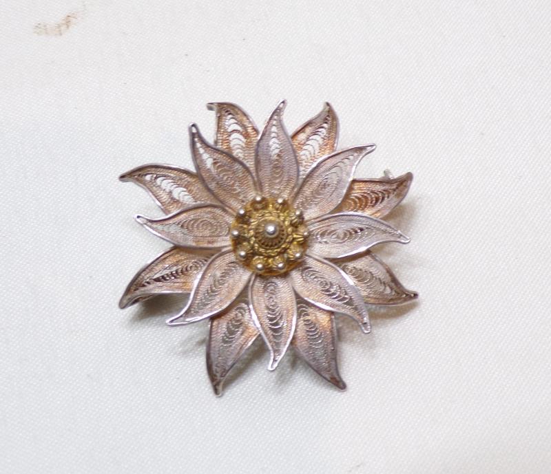 German Silver Edelweiss Brooch.