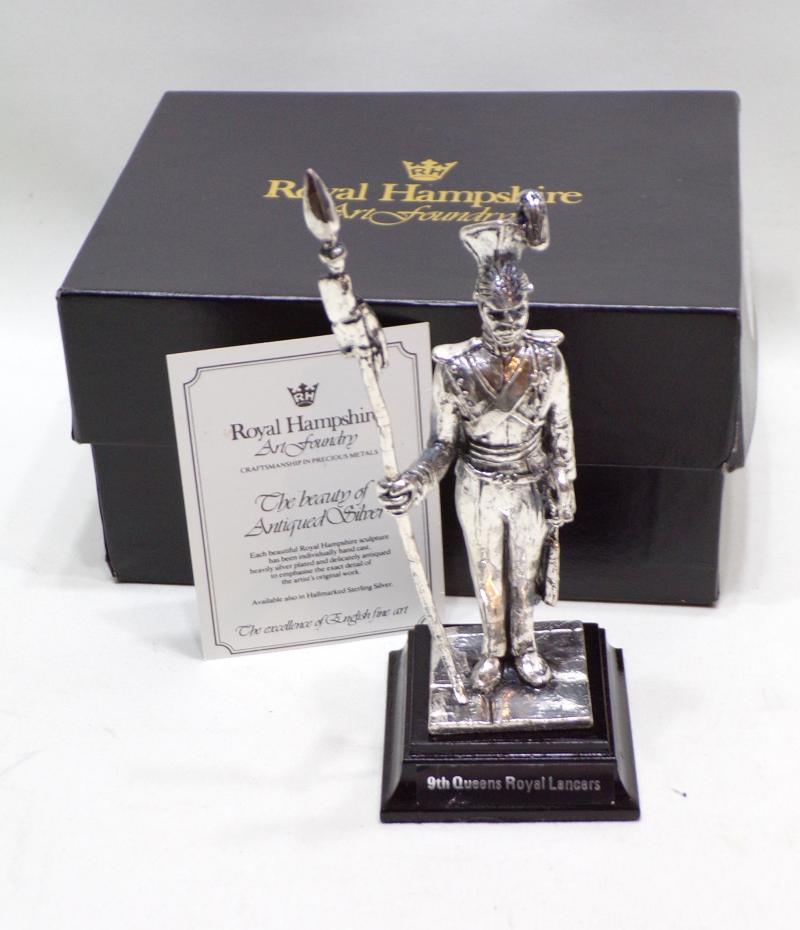 Boxed Vintage 9th Queen’s Royal Lancers Silver Plated Figure