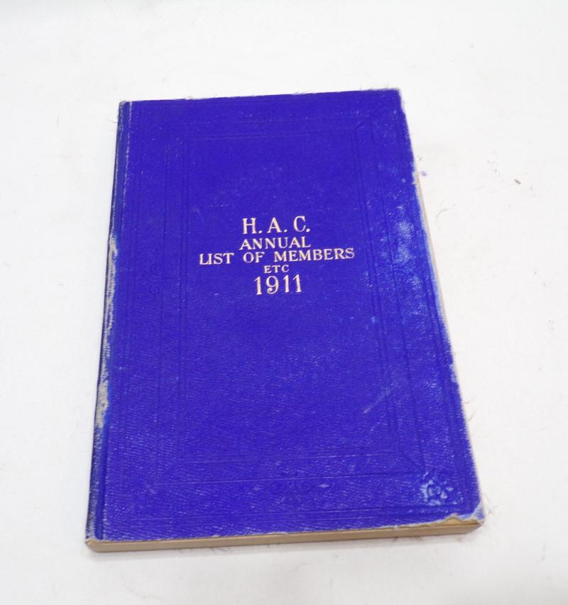 Book – 1911 Annual List of Members Honourable Artillery Company