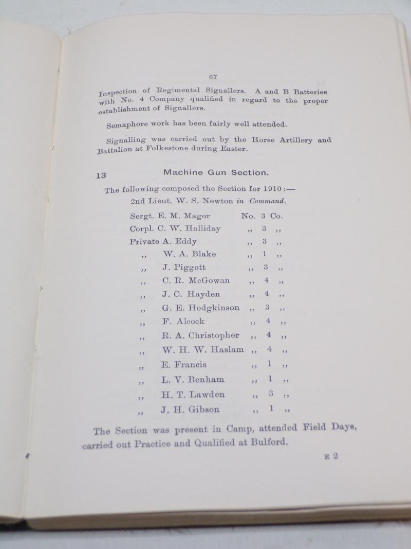 Book – 1911 Annual List of Members Honourable Artillery Company
