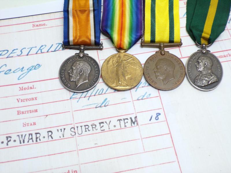 WW1 Territorial Group to Pestridge Queens West Surrey Regiment.