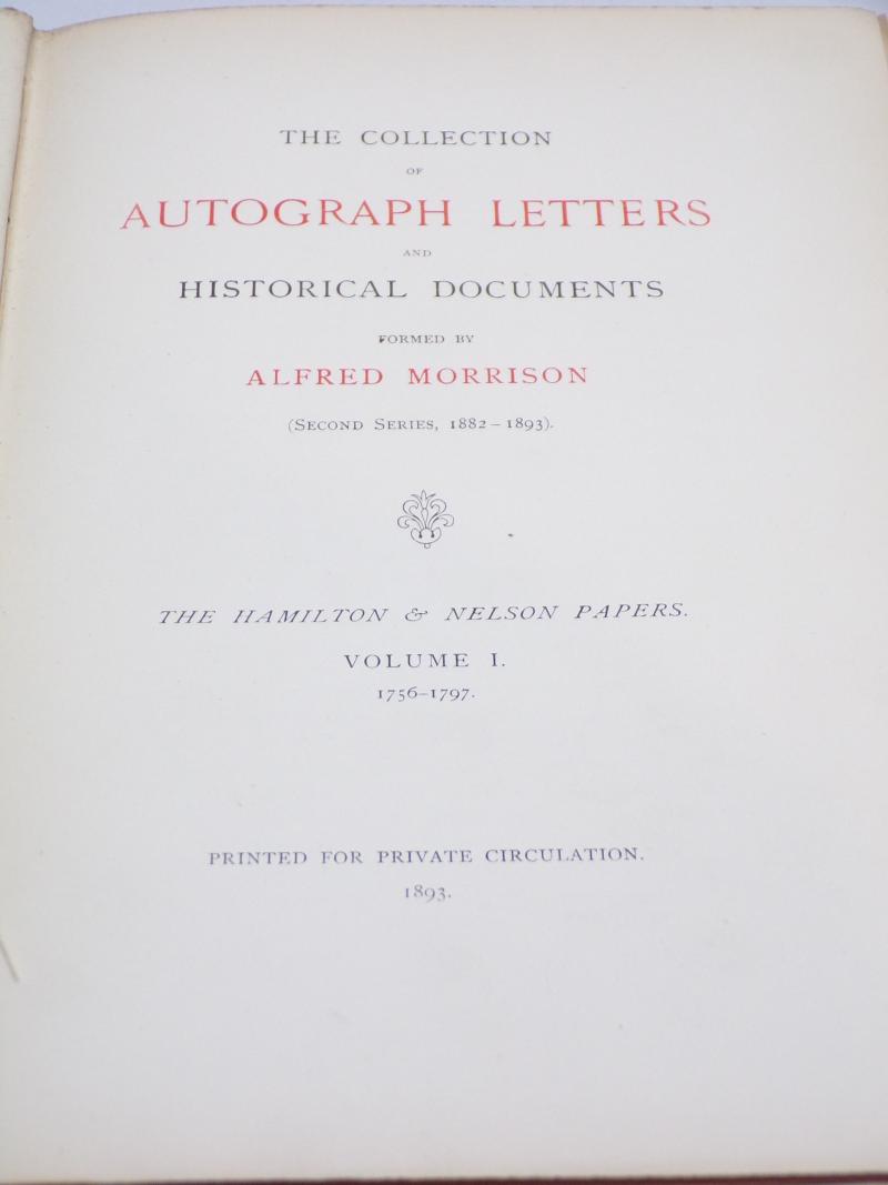 Book – The Collection of Autograph Letters Nelson and Hamilton