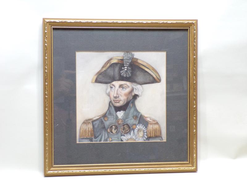 Vintage Framed & Glazed Watercolour of Admiral Nelson