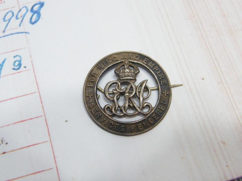 WW1 Era Silver War Badge – Boland – Suffolk Regiment